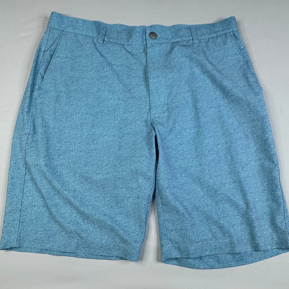 Peter Millar Crown Sport Golf Shorts Mens 36 Blue Performance Stretch Micro Dot